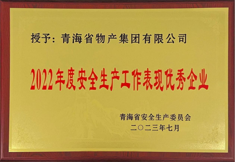 喜   報&mdash;&mdash;集團榮獲青海省2022年度安全生產(chǎn)工作表現(xiàn)優(yōu)秀企業(yè)榮譽稱號